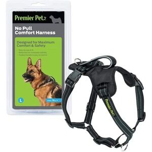 Premier Pet No Pull Comfort Harness Black Reflective Padded Handle Size L